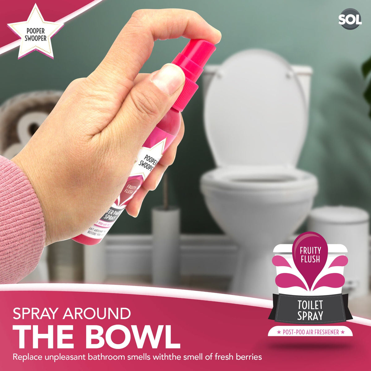 Pooper Star Toilet Spray | Fruity Fragrance Air Freshener | 3 Pack