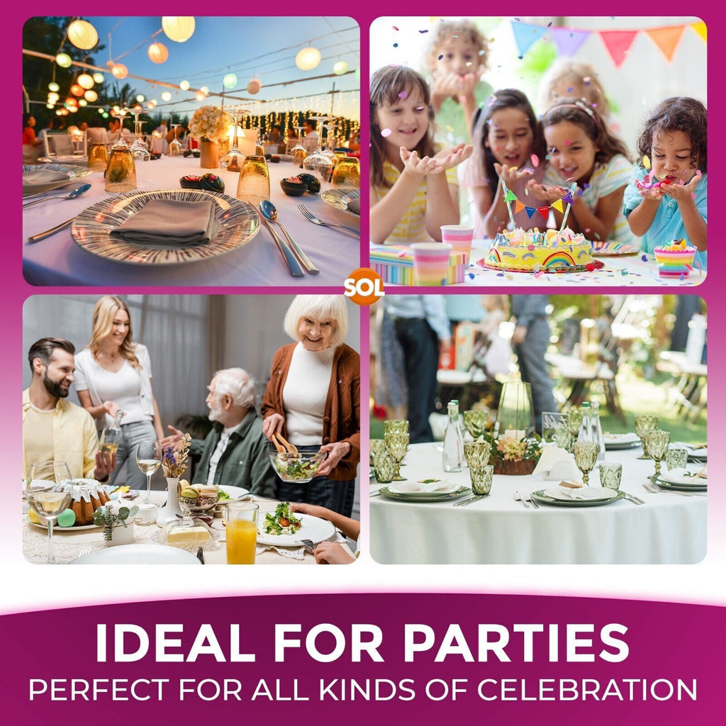 White Plastic Round Table Covers 140cm | Disposable Wipe Clean Party Cloth | 3 Pack