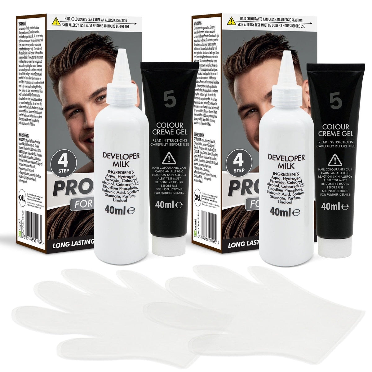Pro-Dye Dark Brown Hair Dye | Long Lasting Permanent Colour | 2 Pack