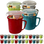Microwave Soup Mug 700ml | Airtight Porridge Bowl Cup | 24 Pack