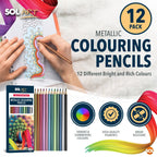 Metallic Colouring Pencils Shimmer Art & Craft | 12 Pack