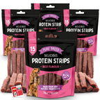 Pure Breed 600g Protein Chicken Strips Dog Treats For Medium Dogs in 4x Resealable 150g Bags, Healthy Low Calorie Natural Treat Made with Real Chicken Chews Training Rewards For Small - Large Pup