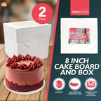 Cake Board & Box Set White 8 Inch | Bakery & Party | 2 Pack