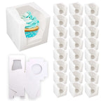 Cupcake Boxes Single White | Window & Inner Tray | 24 Pack