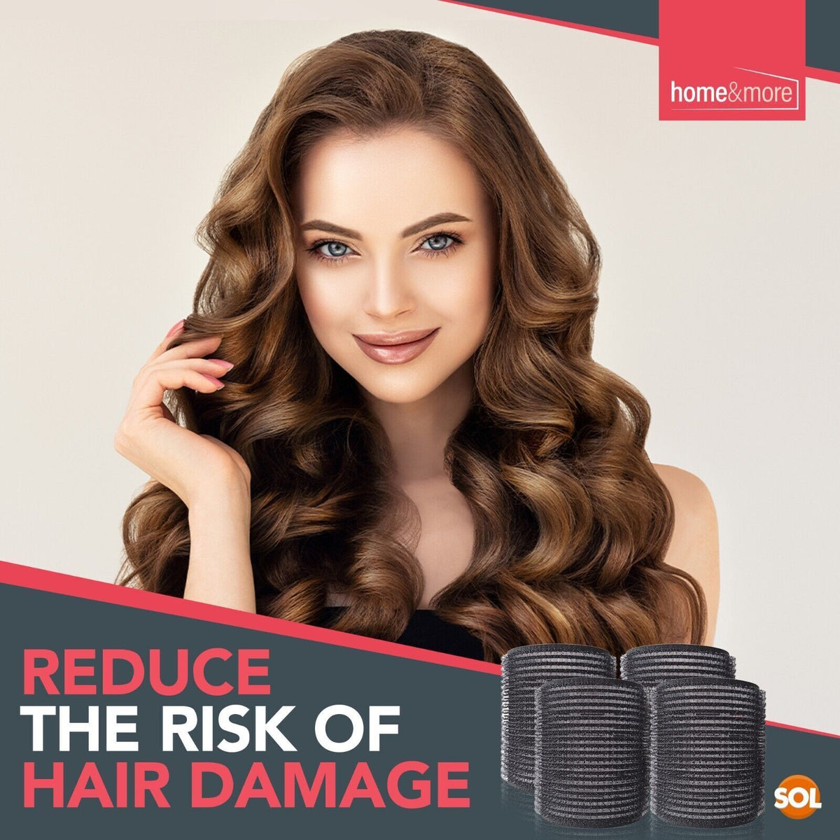 SOL 4pk Black Hair Rollers for Hair Volume - Self Grip, Boost Volume, Create Bouncy Waves, Reduce Heat Damage, Compact, Easy to Use, Travel-Friendly Styling Curler for Everyday Styling or Quick Fixes