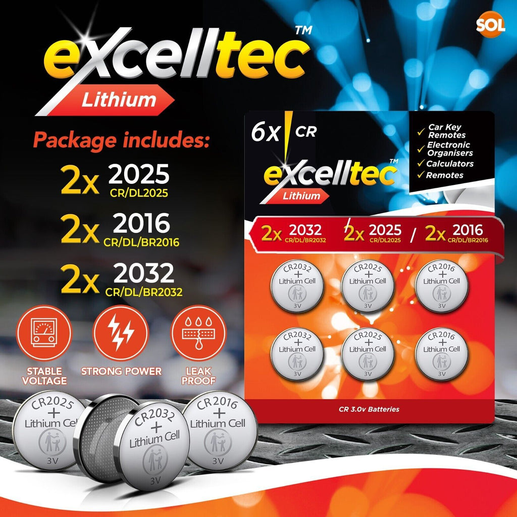 Car Key Fob Battery CR2032 | Multipurpose Button Cell | 6 Pack