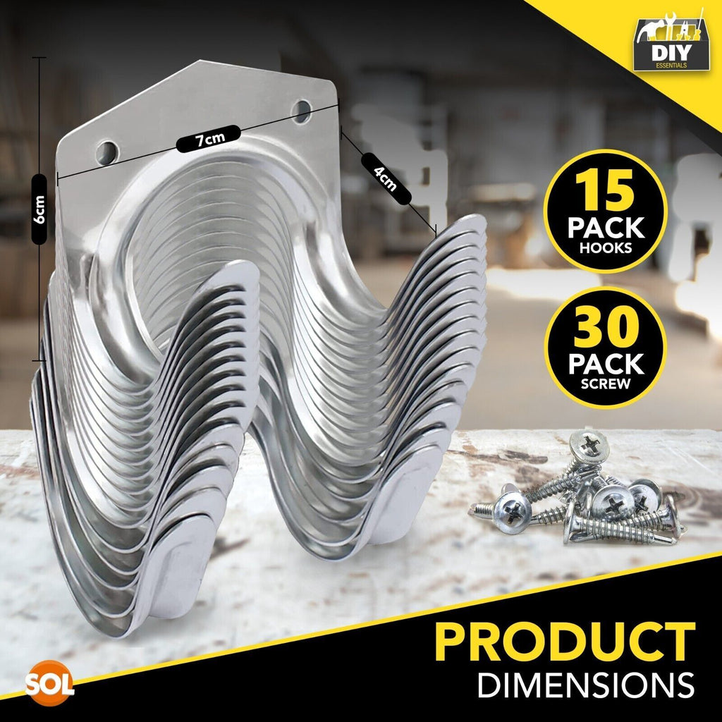 Tool Hooks & Screws | Garage Wall Bike Storage | 30 Pack