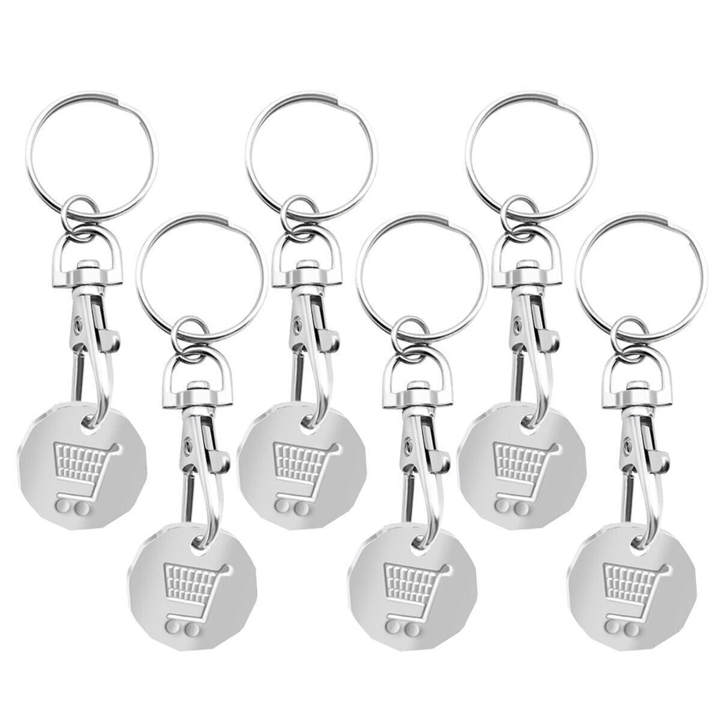 Trolley Coin Keyring | £1 Pound Shopping Cart Token | 6 Pack