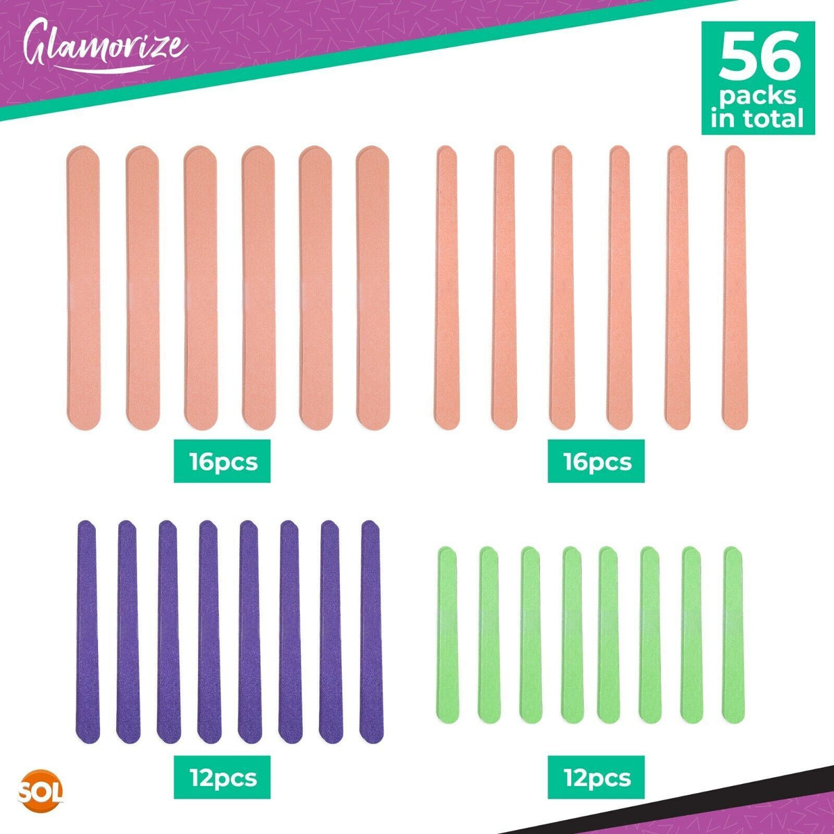 Professional Emery Boards for Nails | Assorted Double Sided Nail Files | 28 Pack