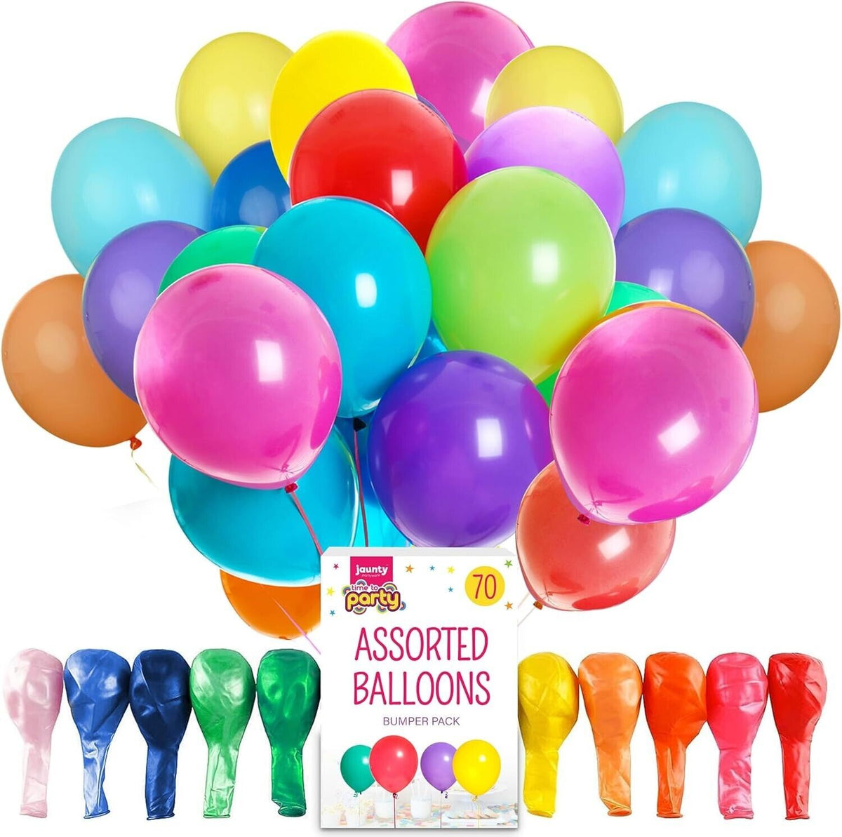 Flexible Latex Balloons Plain Colour Party Mix | 70 Pack