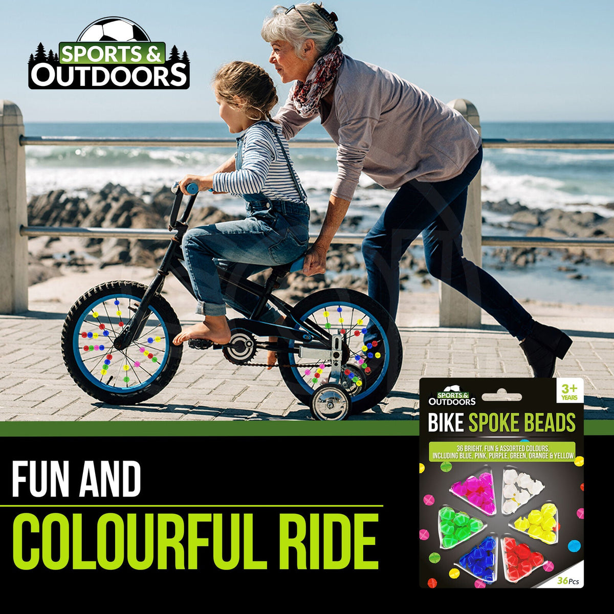 Bike Spokies Mixed Colours | Bicycle Wheel Plastic Beads | 36 Pack