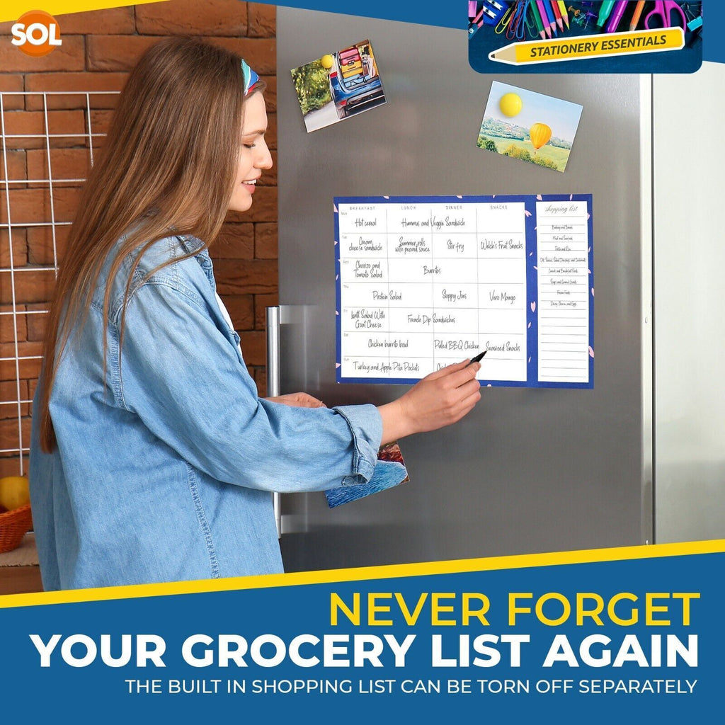Magnetic Meal Planner Pad | Weekly Menu & Shopping List | 52 Pages