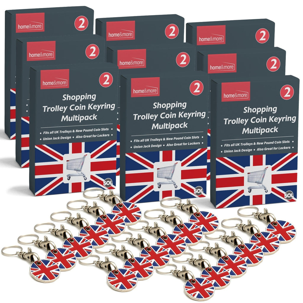 Union Jack Flag Trolley Coin Keyring | £1 Reusable | 6 Pack