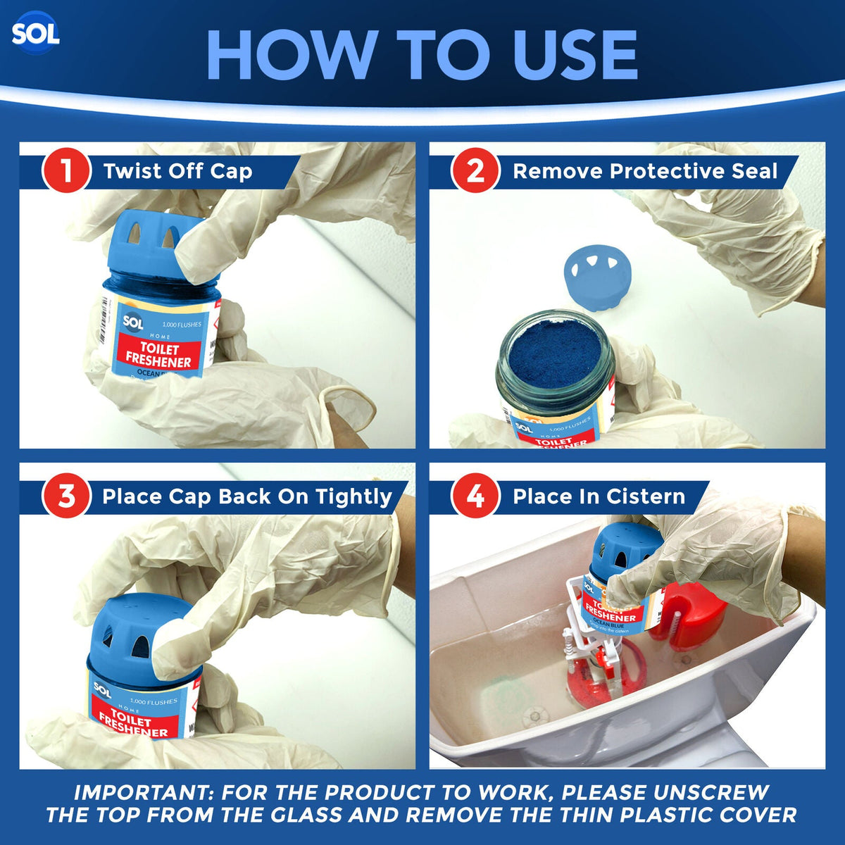 Toilet Bowl Freshener | Ocean Blue Cistern Block Cleaner | 3 Pack