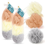 Exfoliating Body Puff Shower Sponge | Mesh Scrub Loofah | 6 Pack