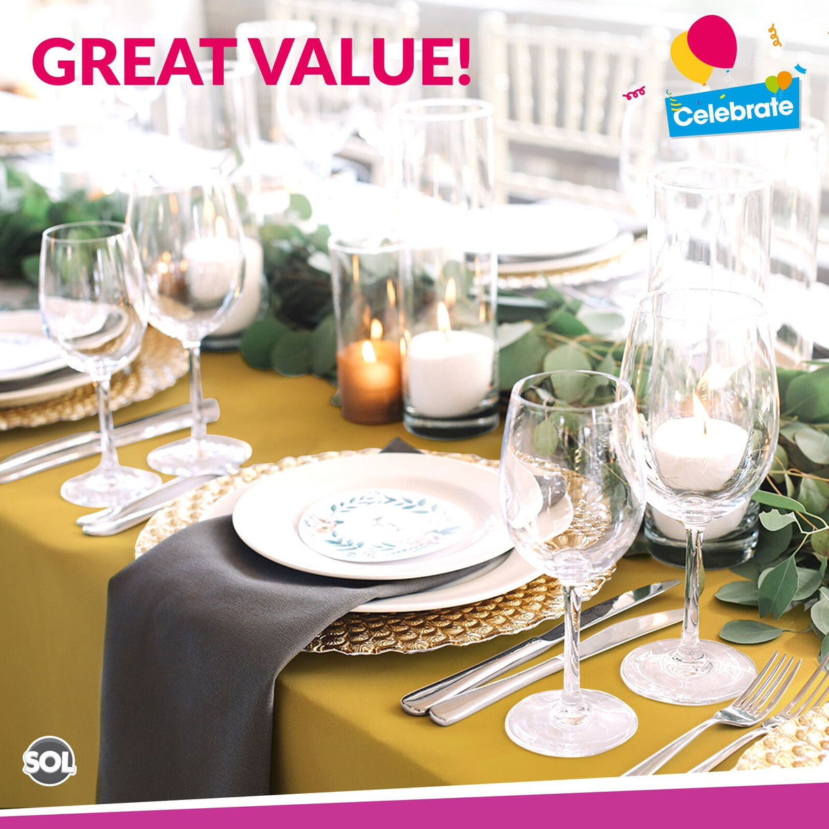 Plastic Table Cloth Covers Rectangular | Party Tableware | 2 Pack