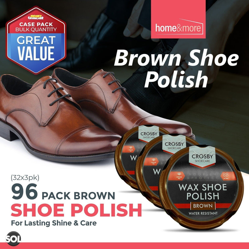 Wax Shoe Polish Brown 50ml | Leather Boot Shine Cleaner | 12 Pack