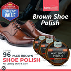 Wax Shoe Polish Brown 50ml | Leather Boot Shine Cleaner | 12 Pack
