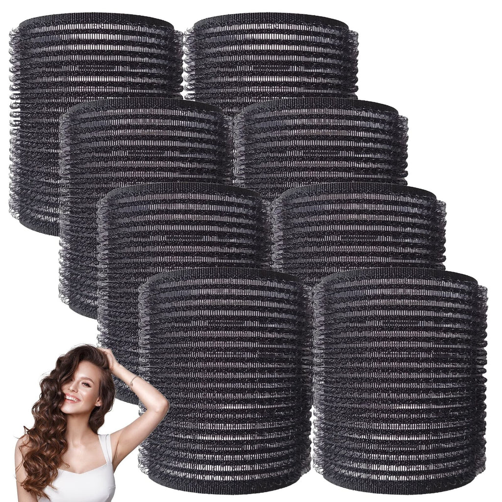 SOL 4pk Black Hair Rollers for Hair Volume - Self Grip, Boost Volume, Create Bouncy Waves, Reduce Heat Damage, Compact, Easy to Use, Travel-Friendly Styling Curler for Everyday Styling or Quick Fixes