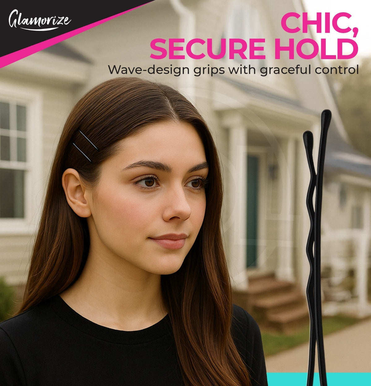 Waved Hair Grips Clips | Hair Pins Slides Bun Bobby Pin Black | 400 Pack
