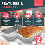 SOL 2lb Loaf Tin Set of 2 Non Stick Bread Loaf Tins for Baking 21 x 11 x 6.4cm Durable Oven Safe Cake Bakeware for Home Kitchen Sponges Desserts Meat Preparation Easy Release