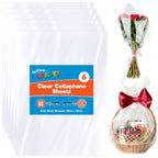 Clear Cellophane Sheets 70cm x 50cm | Gift Wrap See Through | 6 Pack