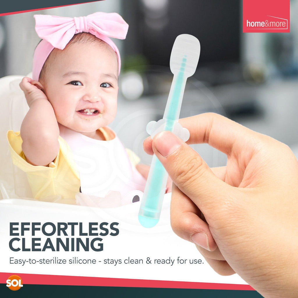 Silicone Baby Toothbrush & Teether Soft Chewable Brush | 2 Pack