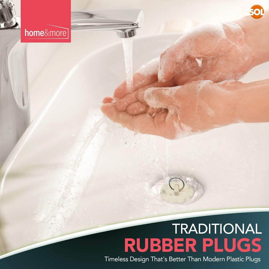 SOL 4pk Kitchen Sink Plugs, 3/4 Inch and 1/2 Inch White Universal Bath Plug UK Stopper for Kitchen Basin and Bathroom Bathtub, Durable Rubber, Leak-Proof, Preventing Leaks and Ensuring a Tight Seal