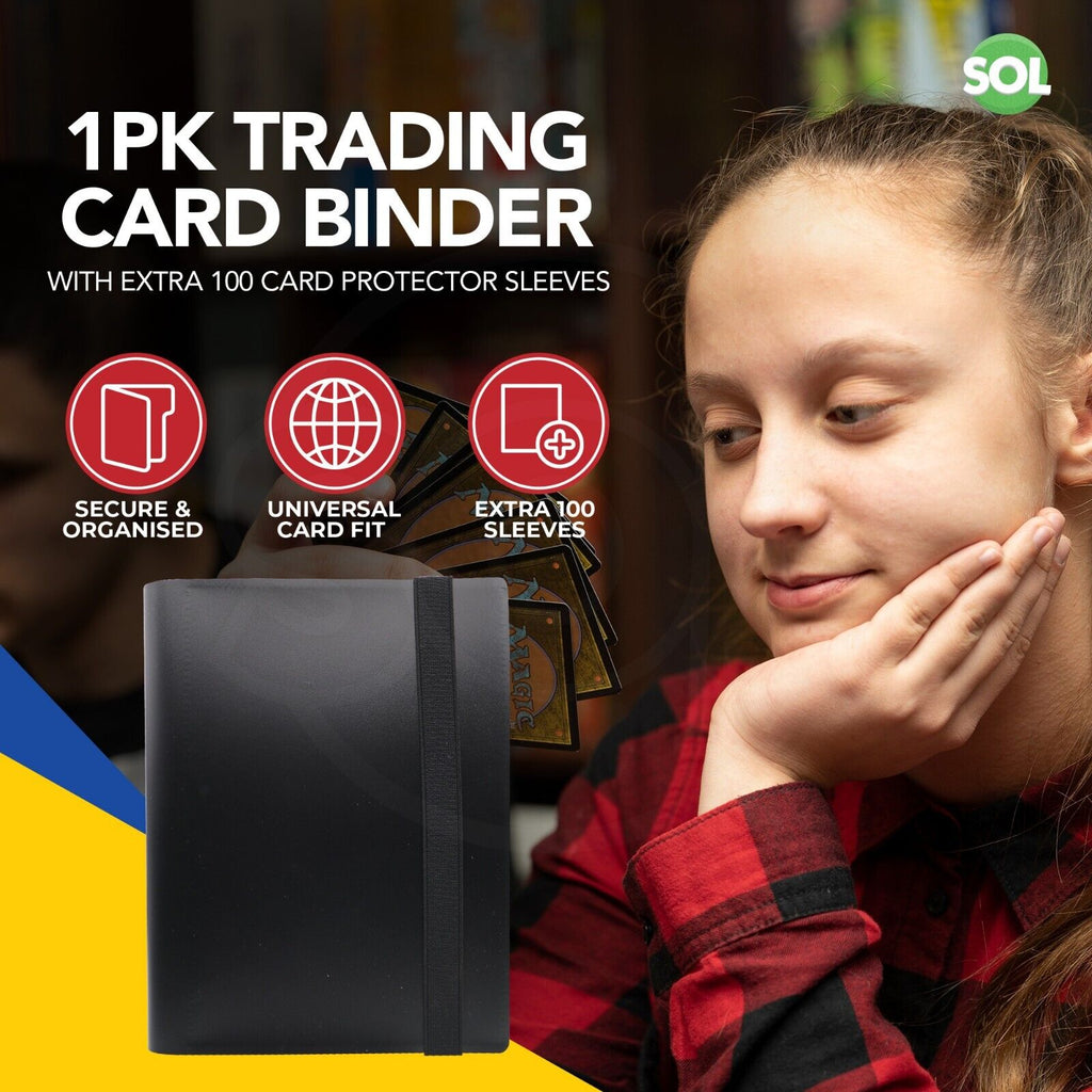 Trading Card Binder 4 Pocket Album Folder | 96 Holder & 100 Sleeves
