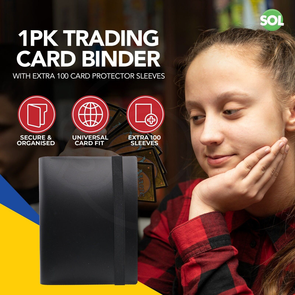 Trading Card Binder 4 Pocket Album Folder | 96 Holder & 100 Sleeves