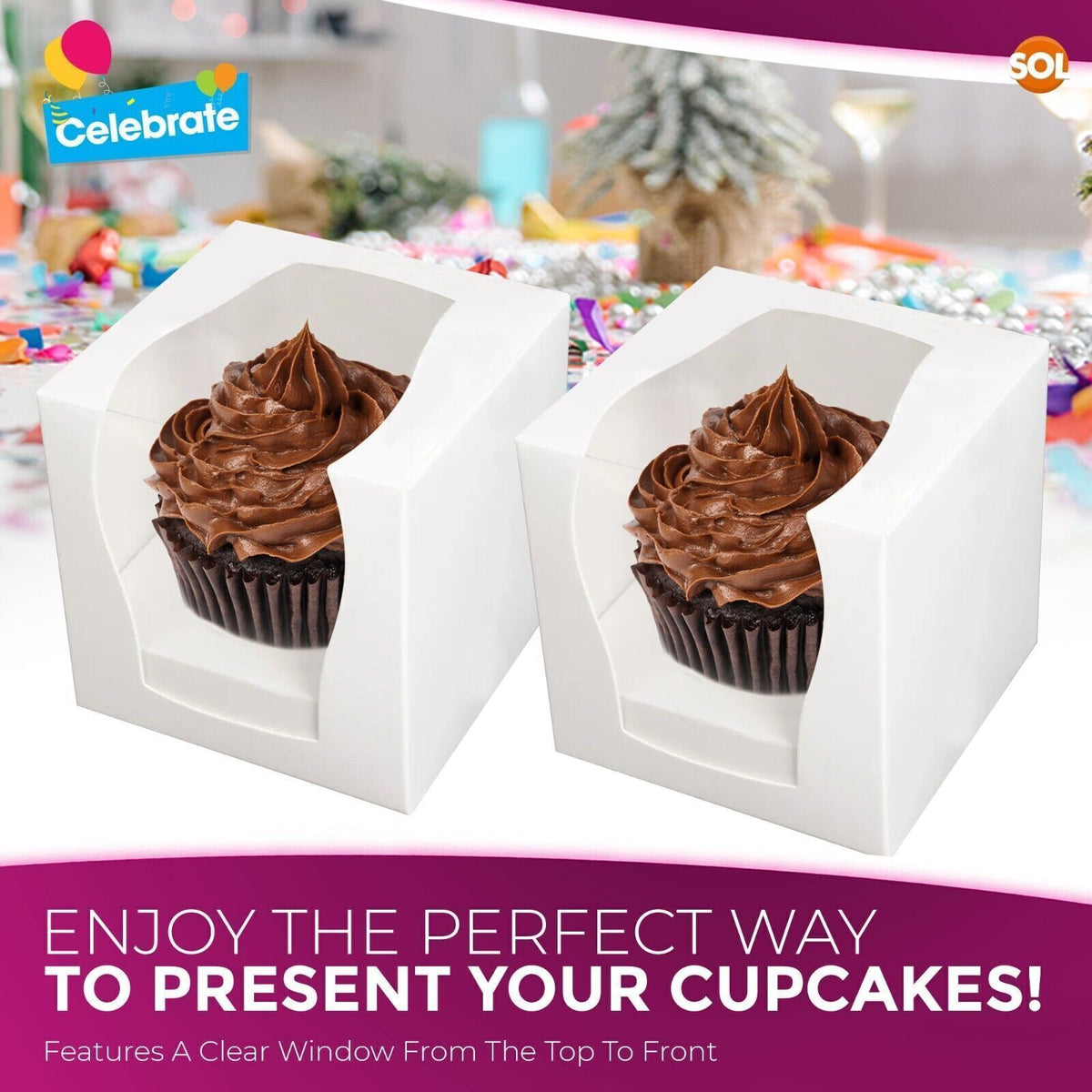 Cupcake Boxes Single White | Window & Inner Tray | 12 Pack