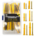 Wall Plugs and Screws Set Assorted | Heavy Duty Rawl Plasterboard Fixing | 90 Pack