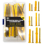 Wall Plugs and Screws Set Assorted | Heavy Duty Rawl Plasterboard Fixing | 90 Pack