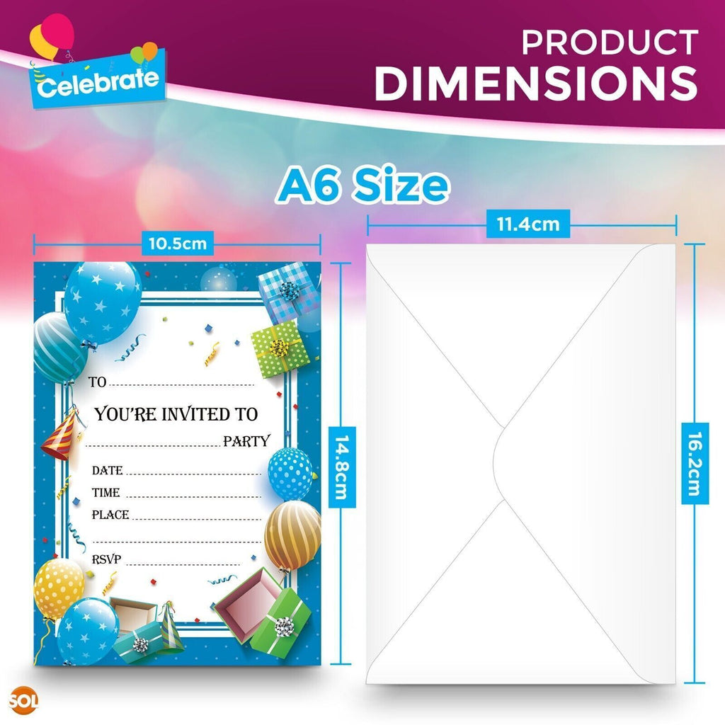 Kids Birthday Party Invitations with Envelopes – 28 Pack