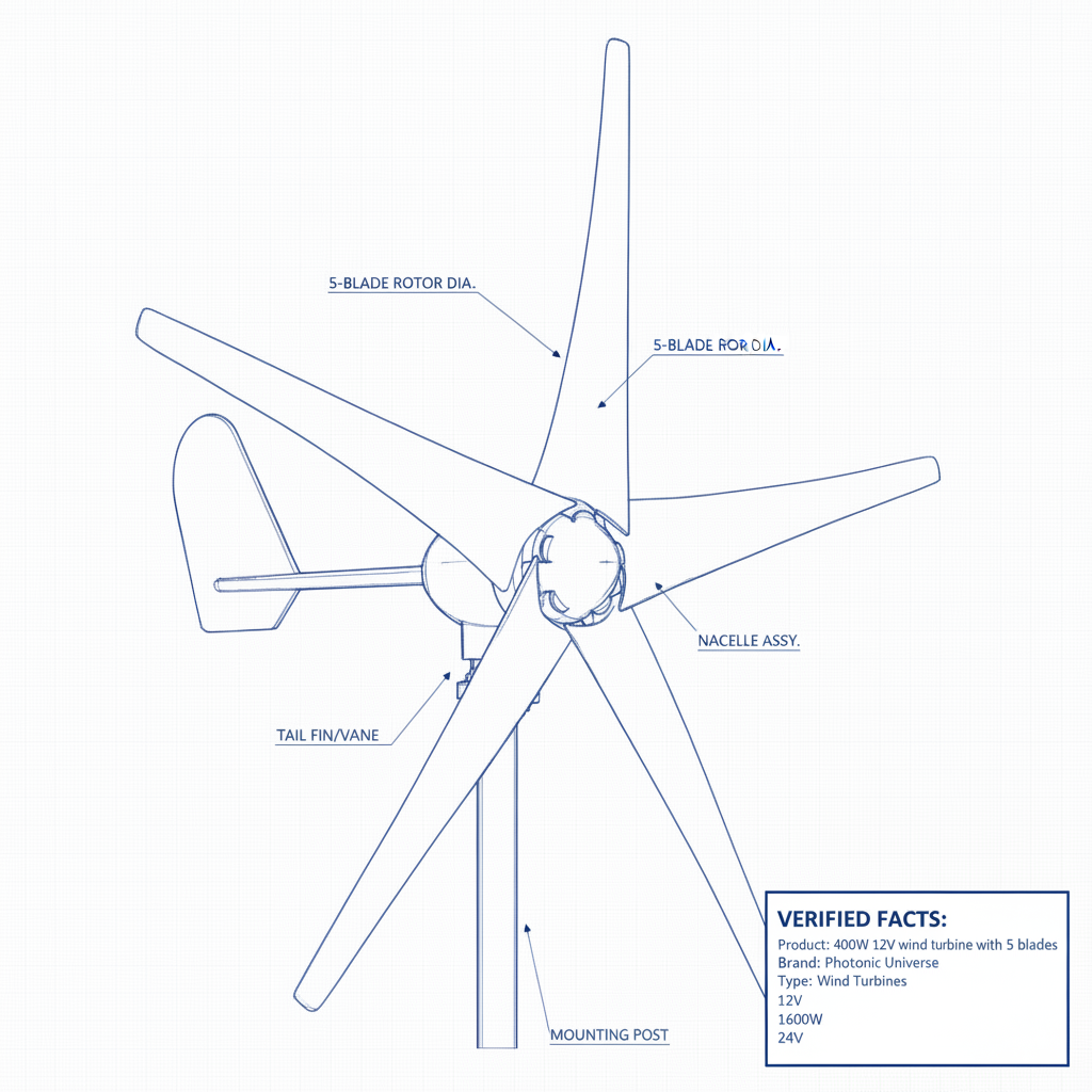 400W 12V Wind Turbine WTJ400-12 5 Blades