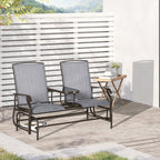 Patio Glider Rocking Chair 2 Person Outdoor Loveseat Rocker Garden Furniture Bench, Grey