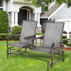 Patio Glider Rocking Chair 2 Person Outdoor Loveseat Rocker Garden Furniture Bench, Grey