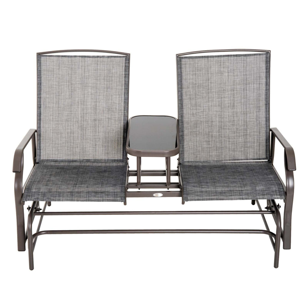 Patio Glider Rocking Chair 2 Person Outdoor Loveseat Rocker Garden Furniture Bench, Grey