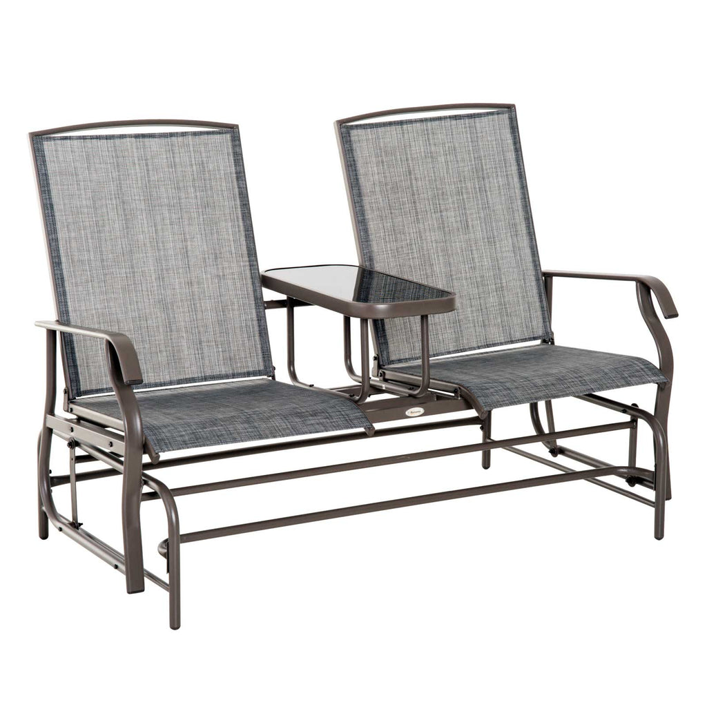 Patio Glider Rocking Chair 2 Person Outdoor Loveseat Rocker Garden Furniture Bench, Grey