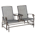 Patio Glider Rocking Chair 2 Person Outdoor Loveseat Rocker Garden Furniture Bench, Grey