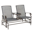 Patio Glider Rocking Chair 2 Person Outdoor Loveseat Rocker Garden Furniture Bench, Grey