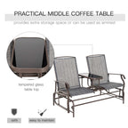 Patio Glider Rocking Chair 2 Person Outdoor Loveseat Rocker Garden Furniture Bench, Grey