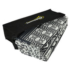 9' x 12' Reversible Mat w/ Carry Bag, Boho Waterproof RV Rug for Backyard, Grey & White