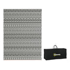9' x 12' Reversible Mat w/ Carry Bag, Boho Waterproof RV Rug for Backyard, Grey & White