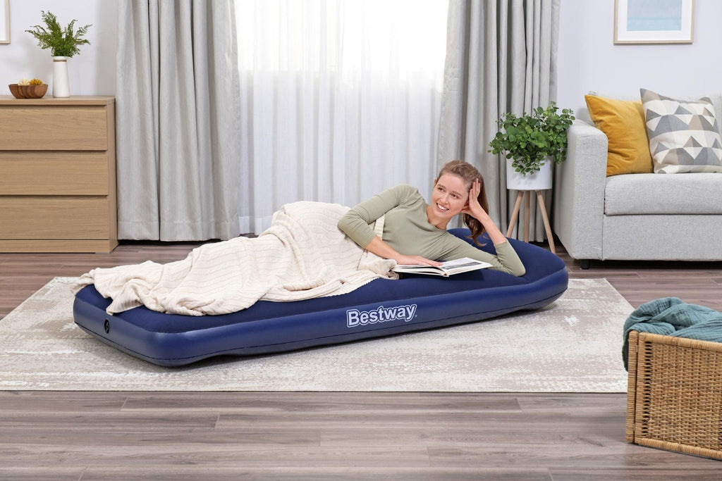 Single Flocked Airbed with Built-In Pillow