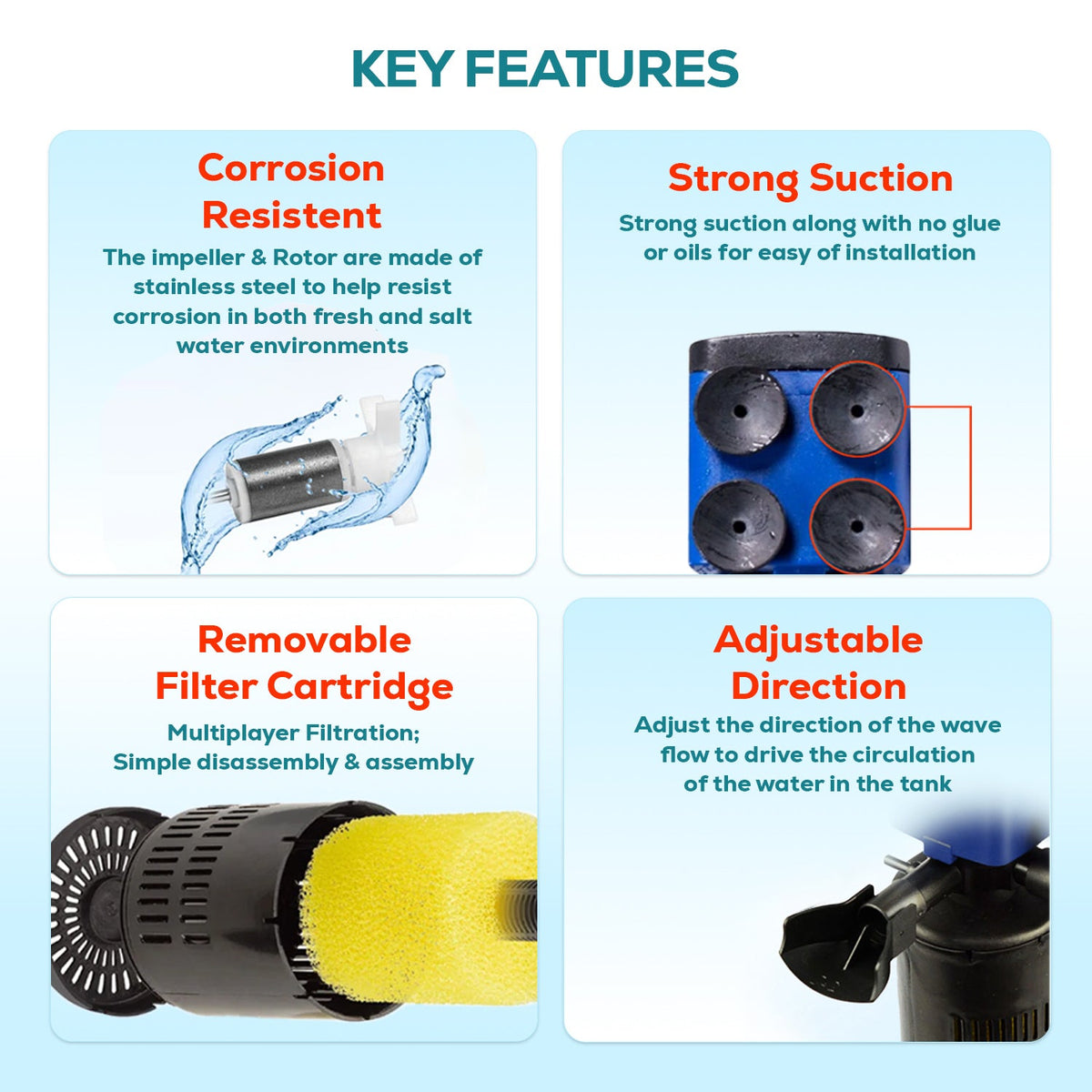 Aqua Dream 3In1 Aquarium Internal Filter Water Pump Oxygen 320 GPH