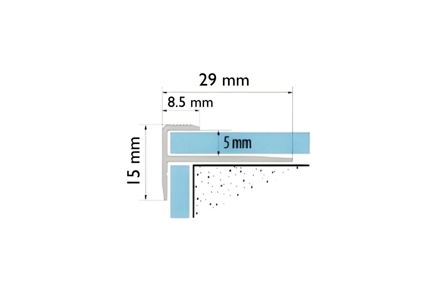 Aluminium Stair Nosing Outer Corner 5 MM x 900 MM Length Silver, Gold, Champagne-  LVT F5