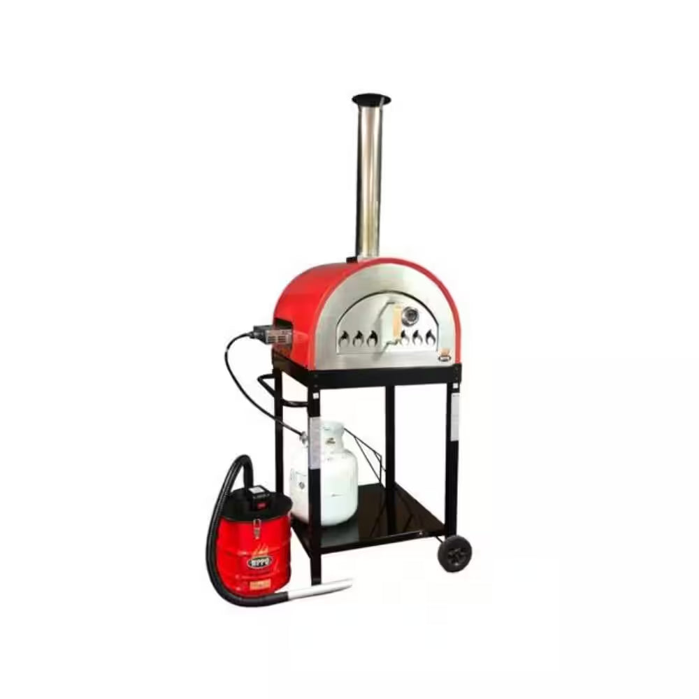 25-Inch Multi-Fuel Outdoor Pizza Oven with Propane Burner and Storage Rack