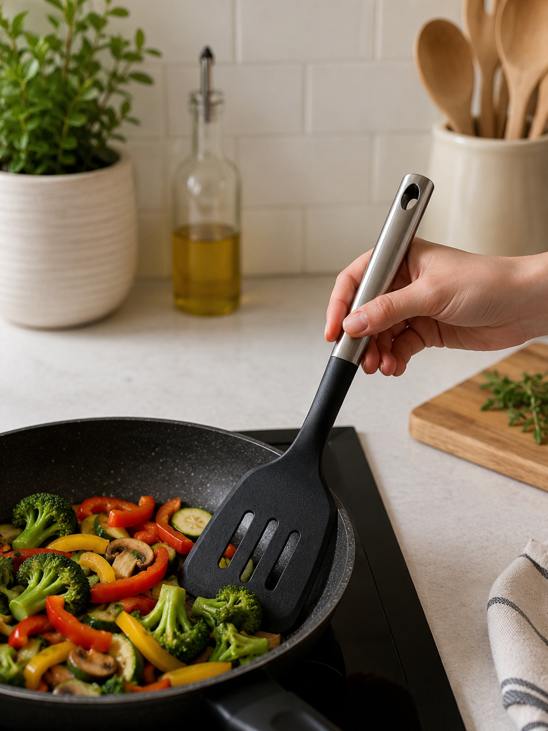 6PCS Kitchen Slotted Spatula Set Non-Stick Turner Heat Resistant Nylon Cooking Utensil