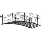 6' Metal Arch Garden Bridge with Safety Siderails, Black